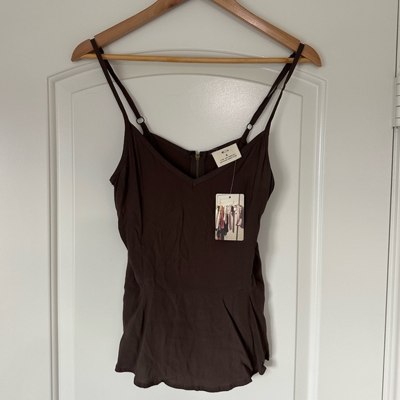 NWT urban outfitters pins‎ and needles gray brown camisole tank top with zipper - Picture 3 of 7